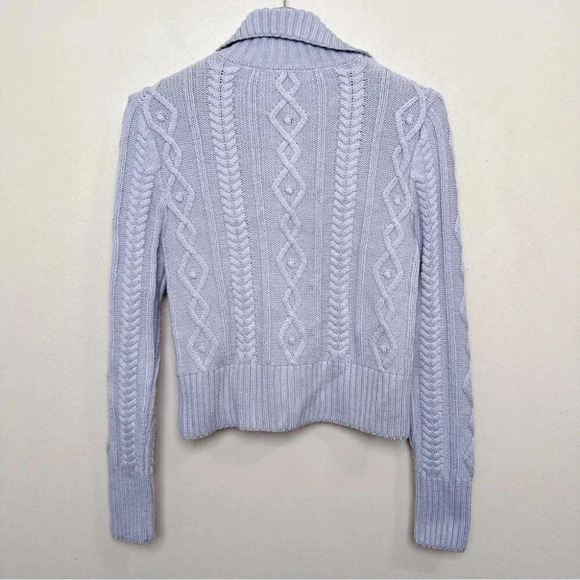 Zara Womens Medium Cable Lilac Silver  Thread Cropped Cardigan - Picture 14 of 14